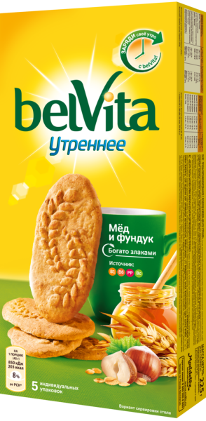 Печенье BELVITA Утреннее Мед и фундук